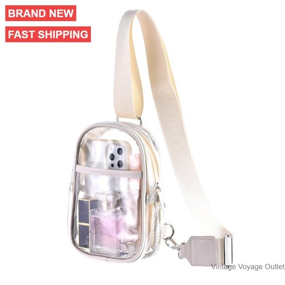 Handbags - Small Clear Crossbody Bag with Zipper, Stadium Approved PVC Purse for Concerts